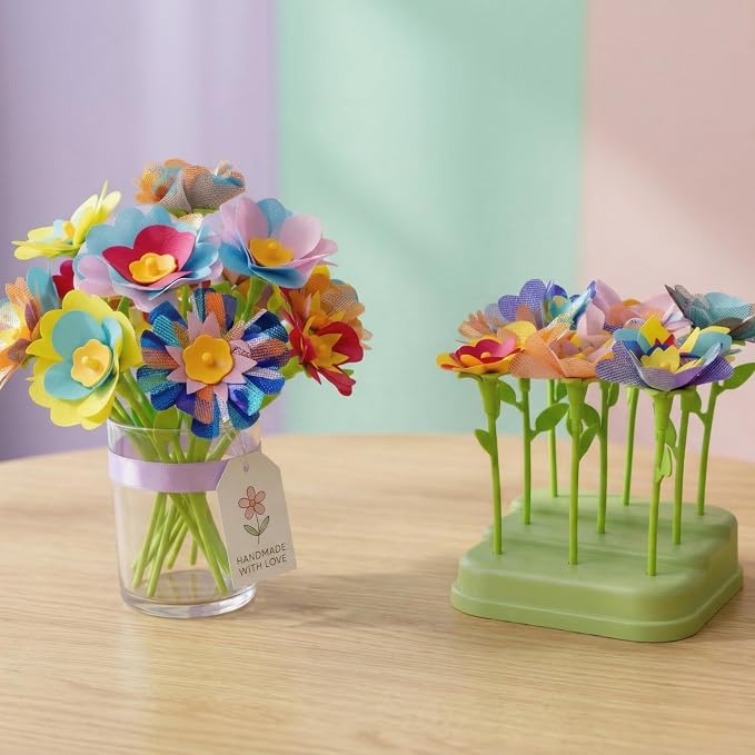 Fabric Flower Bouquets Toys, DIY Craft Kits Toys for Kids - Flowers Market Toy, Build Your Flower Bouquet, Arts & Crafts for 3+ Year Toddler Girl, Educational Activity Preschool B-Day Gifts