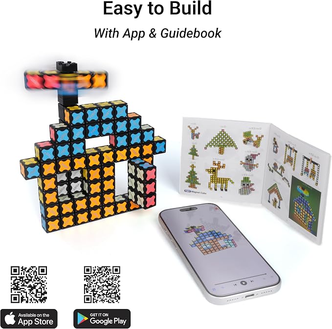 TOSY Magnet Cube 4x4 - 560 Magnets, 70 Blocks, 8 in 1 Toy: Puzzle Cube Game, Creative Building Blocks, Transformable Fidget Spinner, Infinity Cube, Magnet Tiles, UV Flashlight, Glowing STEM/STEAM Toy