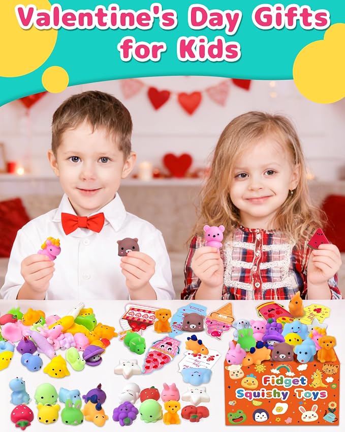 80 Pack Kawaii Squishy Toys, Fidget Party Favors for Kids 3-5, 4-8, 8-12 | Treasure Box Toys for Students, Classroom Prizes, Mini Birthday Gifts, Goodie Bag Stuffers, Bulk Fidget Squeeze Toy