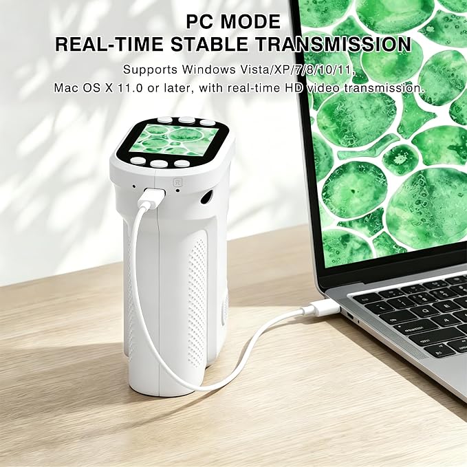 Kids Digital Microscope, 1000X Handheld Pocket Microscope STEM Science Toy | 2.0" IPS Screen, 8 LED Lights, Photo & Video Capture, Rechargeable Design, Educational STEM Gift for Kids Ages 3-12