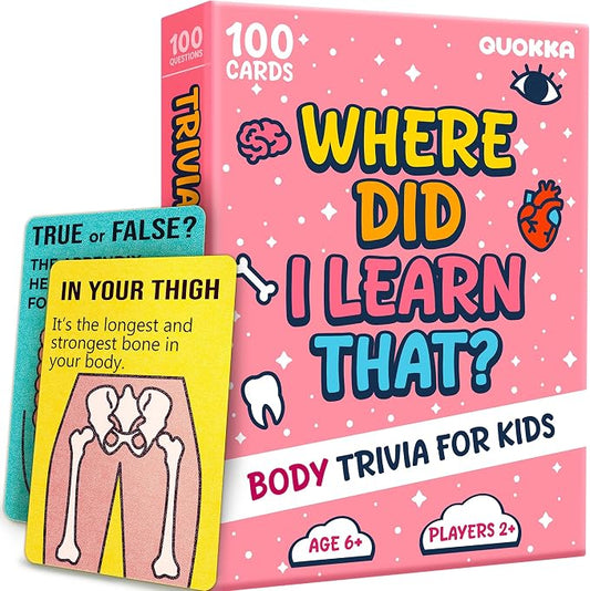 QUOKKA Trivia Games for Kids – Human Body Facts & Anatomy – Fun Card Game for Family Game Night – Educational Trivia Cards for Kids, Family and Adults – Travel Games Gift for Teenage Boys & Girls 4-8