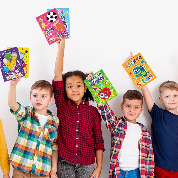 Dvbonike 24Pcs Back to School Coloring Books First Day of School DIY Pages | Color-in Drawing Booklet, Pencil Schoolbag Cute Pattern, Classroom Reward, Art Activity, Gift, Party Favor Supplies, for Kids