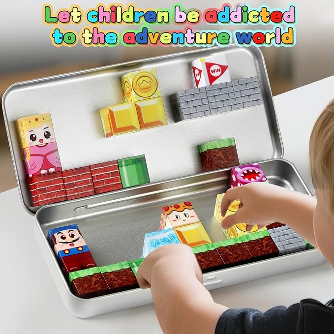 Magnetic Building Blocks for Kids 3-8, STEM Travel Toys with Storage Box | Montessori Educational Toys, Free Play & Easy Storage, Creativity & Imagination, Birthday & Christmas, Gifts