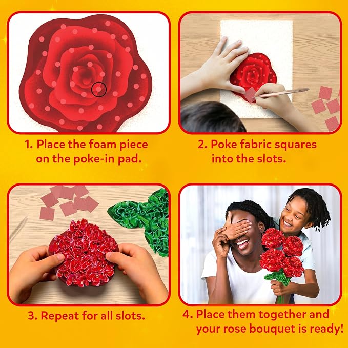 Skillmatics Poke-in Art – Rose Bouquet, Wood Craft Kit, Gift for Kids | Mess-Free, DIY Room Decor, Fine Motor Skills, Pretend Play, Screen-Free Travel Activity, Girls & Boys Ages 4, 5, 6, 7, 8, 9
