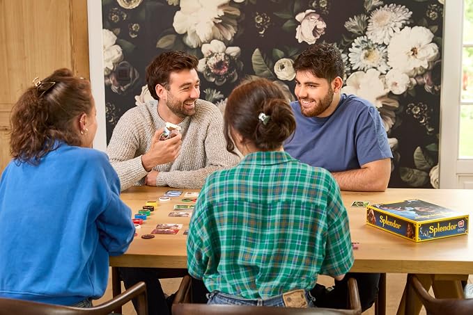 Asmodee Splendor Board Game - Gem Trading & Engine-Building Strategy for Adults & Families, Adult Board Games, Family Fun for Adults, 2-4 Players Ages 10+, 30 Minute Playtime | Build a gem empire, recruit noble patrons, and earn prestige through strate...