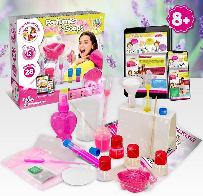 Science4you Perfumes & Soaps - Perfume and Soap Making Kit for Kids - Educational Science Kits with 12 Science Experiments - Craft Sets for Girls and Boys - Science Kits for Kids Age 8 9 10+