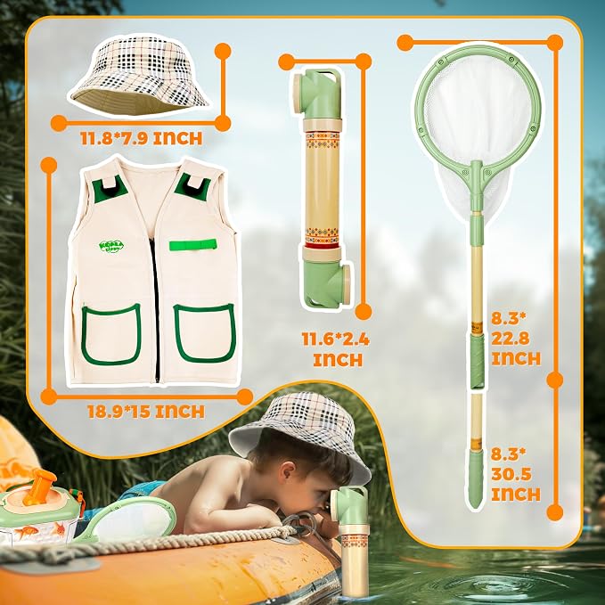 27 Pcs Bug Catching Kit, Kids Nature Explorer Set with Outdoor Tools | 27-Piece Explorer Kit, Insect Catching Tools, Magnifying Glass, Bug Viewer, Outdoor Adventure, Nature Science Kit, Kids 3+