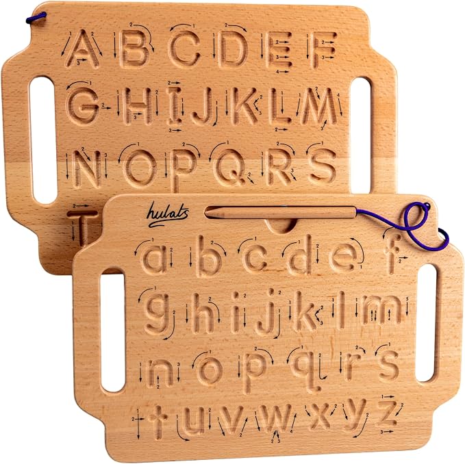 Learn to Write: Portable Wooden Alphabet Letter Tracing Sensory Pad Board - Toddler Writing Practice for Kids Age 3-5, Montessori Toys for 3+ Year Old, Letter Tracing for Kids 3-5 Writing Tools