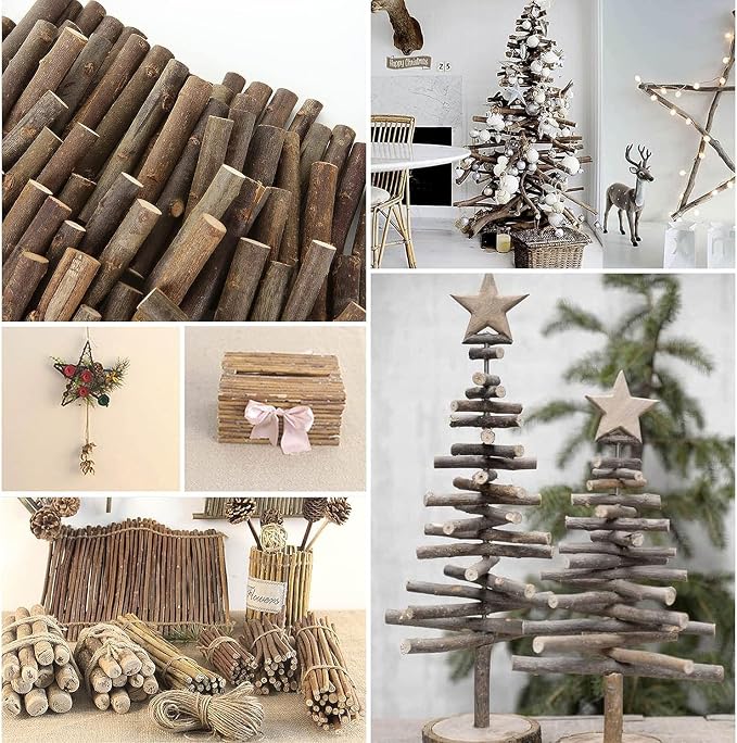 Craft Sticks, Wood Sticks Crafting Twigs Crafts Log Toy DIY Vase Fillers Pumpkin Stems Rustic Decorations Ornaments,Loose Parts Play Materials