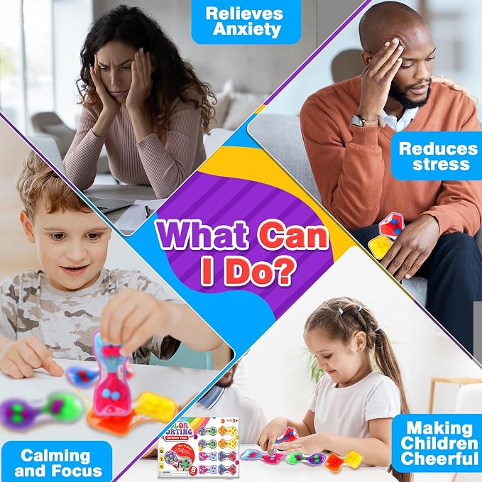Sensory Fidget Toys for Kids Toddler: 8 Pack Color Sorting Squeeze Toys | Squeeze Calming Toys for Toddler Girls Boys Autism-Goodie Bags Stuffers for Kids