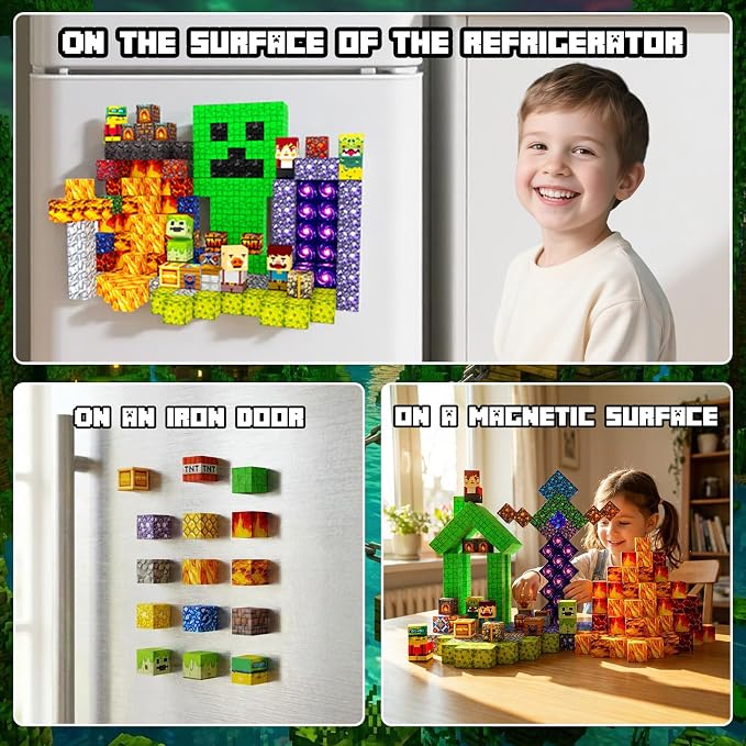 Magnetic Building Blocks STEM Toy Magnet Cubes for Kids 4-12 | Magnetic Cubes, 0.8 inches Building Blocks, Christmas Birthday Gifts for Kids Boys Girls Lava Portal-300pcs