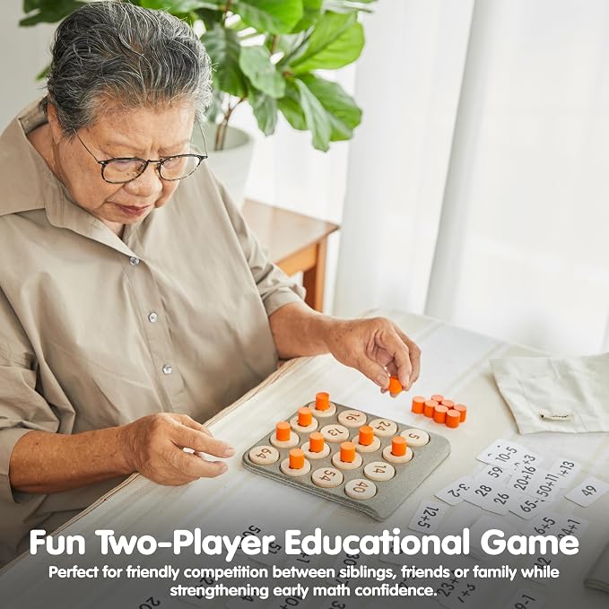PlanToys® Wooden Math Bingo Game Montessori Number Kids Classroom Play | numbers, tiles, math games, wooden cards, girls, boys, counting, logical thinking learning gift preschool family new set