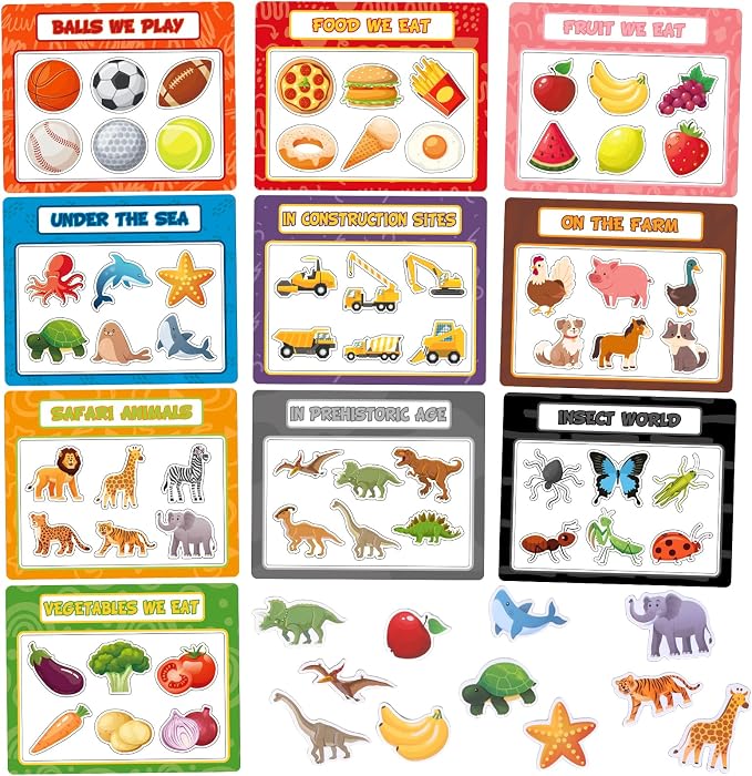 10PCS Magnetic Sorting Toy for Kids, Category Fridge Magnets for Kids | 60 Toddler Soft Magnets for Refrigerator Early Education Toddler Color Sorting Shape Matching Boys Girls Gifts