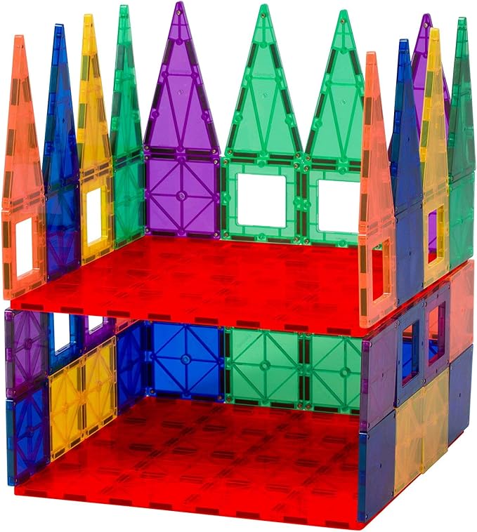 Playmags Super Durable Building Stabilizer Tile with Carrying Handle for Easy Play, 12 x 12. Great add on to All Magnet Tiles Sets Works with All Leading Brands (1 Pack - Colors May Vary)