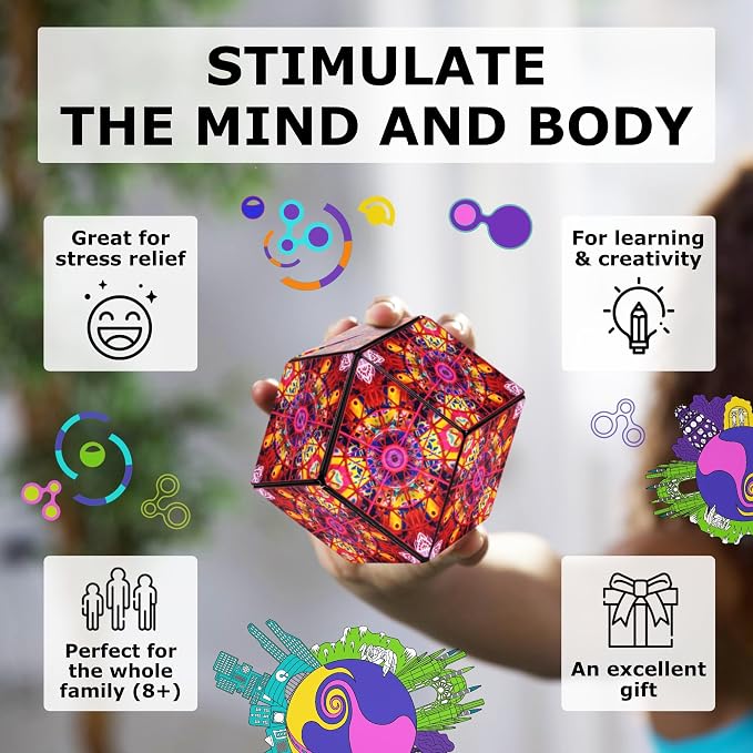 Shashibo DODECA Magnetic Puzzle Cube, Stress Relief Fidget Toy | 100+ Possible Shapes, Sensory Fidget Toy For Adults & Kids, Fun Shape Shifting Puzzle Box For All Ages