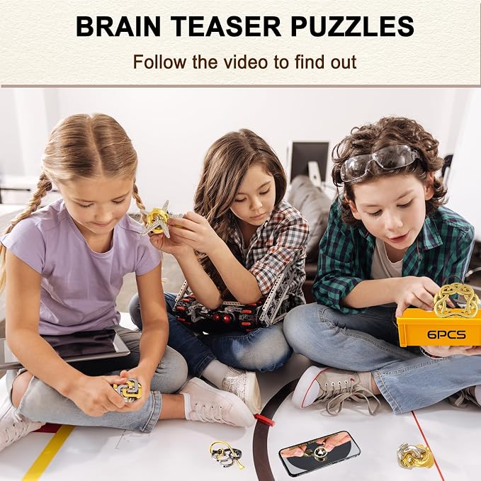 Brain Teaser Puzzles for Adults (6 PCS Metal B)
