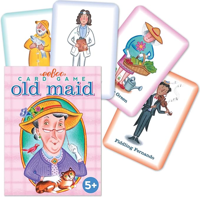 eeBoo Old Maid Playing Card Game, Career Themed Cards, Ages 5+, 3+ Players | A classic card game. Introduces occupations & vocabulary. Develops patience & concentration. Includes 50 laminated cards