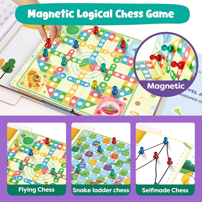 Torlam Busy Book Travel Toys for Kids,Quiet Busy Board Learning Activities for Fine Motor Skills, Montessori Toys Boy Girl Birthday Gifts,Preschool Sensory Book Travel Games for Airplane Car Road Trip