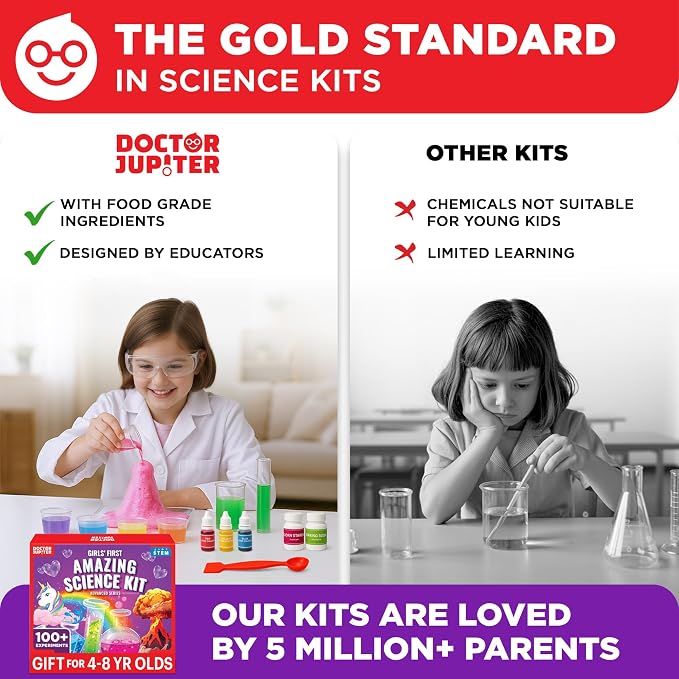 Doctor Jupiter Girls' First Amazing Science Experiments Kit for Ages 4+ | Birthday Gift Ideas for Girls 4, 5, 6, 7, 8 Year Olds, Science Kits for Kids Ages 5-7, STEM Educational Toys