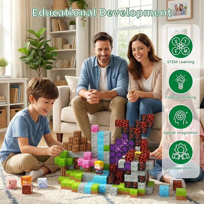 Mini Magnetic Blocks Travel Set 60PCS Building Cubes for Kids with Case | Travel Toys for Kids 4-8 Toddler , Airplane Car Road Trip Essentials, STEM Learning Toy, Gift for Boys and Girls