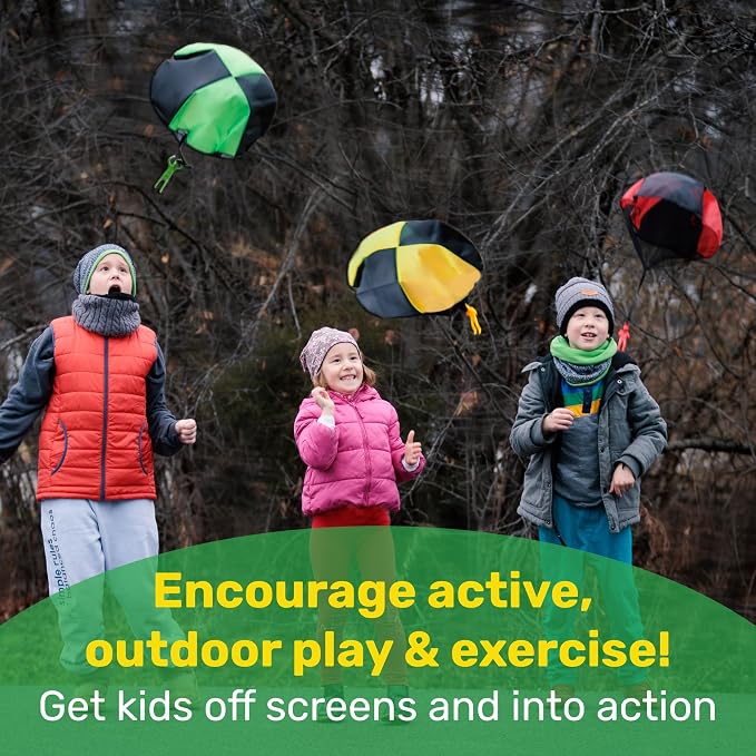 NUTTY TOYS Parachute Toys for Kids - Tangle Free Outdoor Flying Parachute Men, Top Indoor & Outside, 3 4 5 6 7 8 9 10 11 12 Year Old, Best Christmas Stocking Stuffers Idea 2026 Unique Boy & Girl Gifts