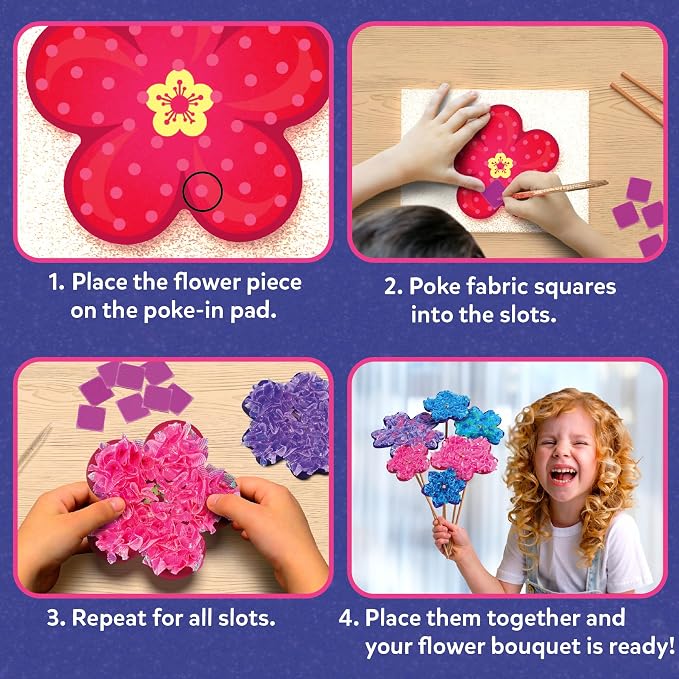 Skillmatics Poke-in Art – Flower Bouquet, Wood Craft Kit, Gift for Kids | Mess-Free, DIY Room Decor, Fine Motor Skills, Pretend Play, Screen-Free Travel Activity, Girls & Boys Ages 4, 5, 6, 7, 8, 9