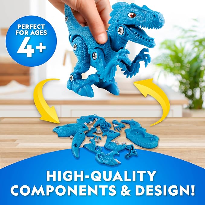 National Geographic Buildable Velociraptor Dinosaur Toy for Kids | Take-Apart Velociraptor, Construction Building Toy, STEM Learning, Fine Motor Skills, Dinosaur Play, Ages 4-8