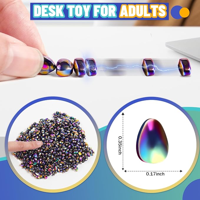 Fidget Toys for Teen Boys Adult, 1000pc Metal Cool Gadgets Gift Quiet Office Desk Sensory Stress Fidgets Beads Stones Toy Anxiety Relief Items for Teen Girls ADHD Autism Autistic Ferrite Putty