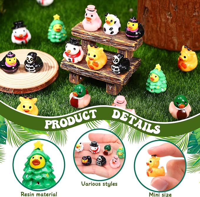40 Pack Mini Resin Ducks Bulk, Novelty Tiny Duck Dress Up to Hide | Mallard, Cow, Giraffe, Holiday Theme, Unique Little Ducks Party Favor for Halloween, Christmas, Birthday(8 Styles)