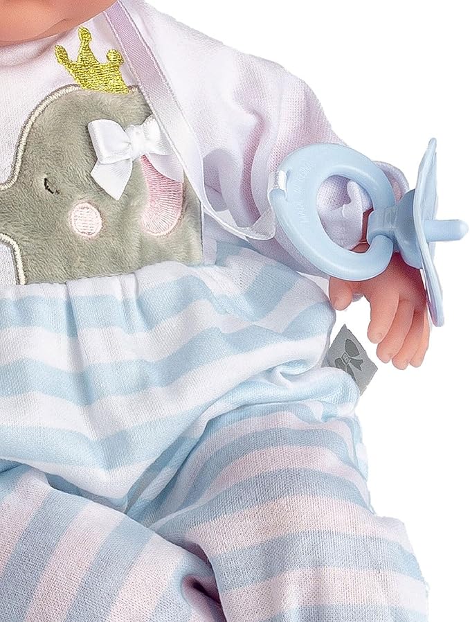 15" Realistic Soft Body Baby Doll with Open/Close Eyes | JC Toys - Berenguer Boutique | 10 Piece Gift Set with Bottle, Rattle, Pacifier & Accessories | Blue | Ages 2+