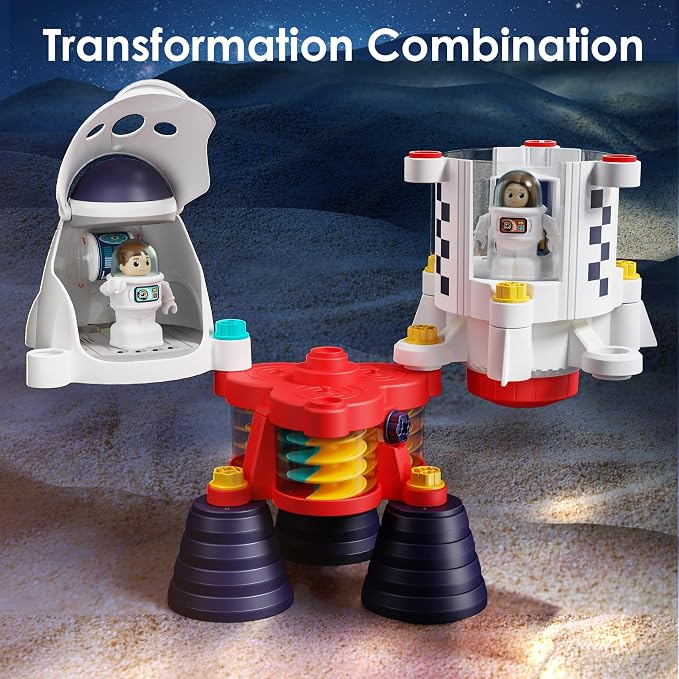 iPlay, iLearn Rocket Space Toy 3 4 5 Year Old Boys Kids Girls, Toddler STEM | Spaceship Building Playset w/Electric Drill, 2 Astronauts, Educational Learning Science Kit Birthday Gift for Age 3 4 5 6 7 8