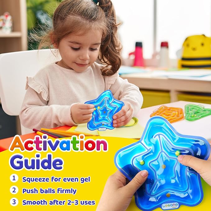 LESONG Sensory Fidget Toys for Kids: 4 Pack Squishy Gel-Filled Fidget Maze for Special Needs - Calming Sensory Toys for Autism ADHD Classroom Prizes - Travel Games for Boys Girls Car Road Trips
