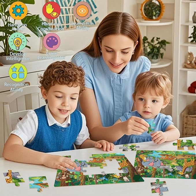 Puzzles for Kids Ages 4-6, Set of 4 Packs with 24 Piece | Wooden Jigsaw Puzzles, Preschool Educational Learning Toys Gifts for 3 4 5 6 Year Old Boys and Girls