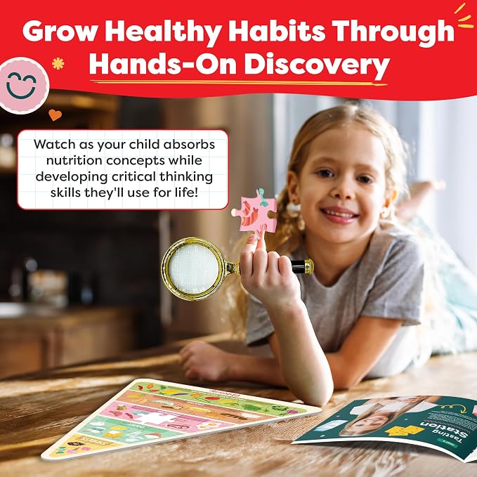 Baketivity Nutrition Explorer Kit STEM Learning Birthday Gifts for Kids | Includes Recipes, Activity Booklet, Detective Costume, Food Stickers, Puzzle, and Parent Guide for Family Learning