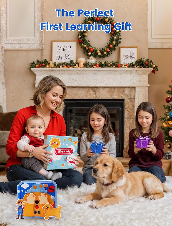 BizyKoady Montessori Busy Book for Toddlers 1-3, Felt Busy Board Dog Theme | Montessori toys, Learning activity, Travel toys, Fine motor, Independent quiet play, Soft felt, Boy Girl gift