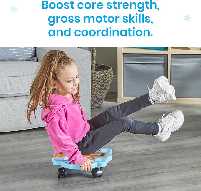 hand2mind Orange Plane Glider Scooter Board, Gross Motor Toys, Ages 5+ | Floor Scooter Board, Physical Education Equipment, Playground Toys, Indoor Play, Toddler Outdoor Activities