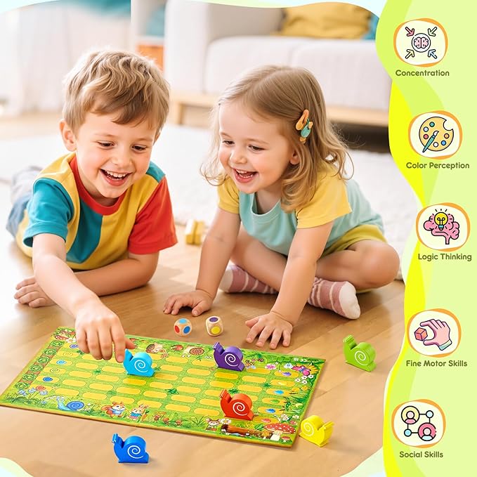 Snail's Pace Race Game, Classic Board Game for 2-6 Players, Ages 3-6 | Family Game, Montessori Toys for 3 4 5 6 Year Olds, Fine Motor Skills Toy, Gifts for Boys & Girls Ages 3+