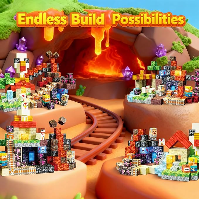 Magnetic Building Blocks STEM Toy Magnet Cubes for Kids 4-12 | Magnetic Cubes, 0.8 inches Building Blocks, Christmas Birthday Gifts for Kids Boys Girls Lava Grill Chicken-200pcs