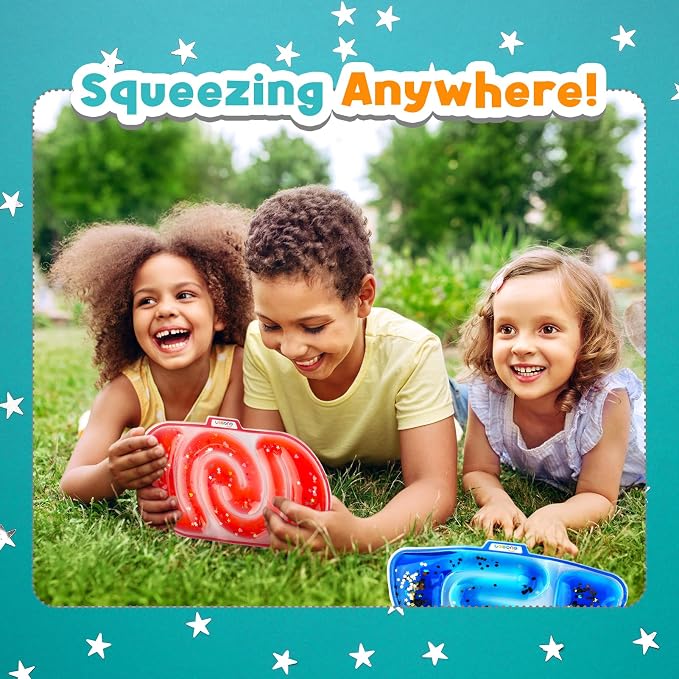 Sensory Fidget Toys for Kids Toddlers - 6 Pack Squishy Sensory Toys for Autism Children Special Needs, Fidgets for Classroom Stress Calm Down, Squeeze Sensory Tube Filled Goo, Glitter