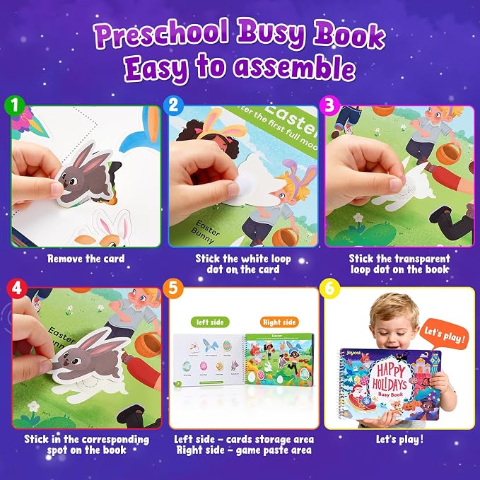 JoyCat Holiday Busy Book for Toddlers Ages 3-5, English | 15 holidays including Easter, Diwali and Thanksgiving encourage creativity and preschool skills at home or during travel