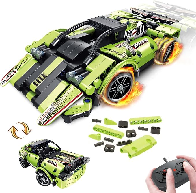 GAMZOO STEM Building Toys for Kids with 2-in-1 Remote Control Racer Snap Together Engineering Kits Early Learning Racecar Building Blocks - Best Gift for 6 7 8 9＋Year Old Boys and Girls