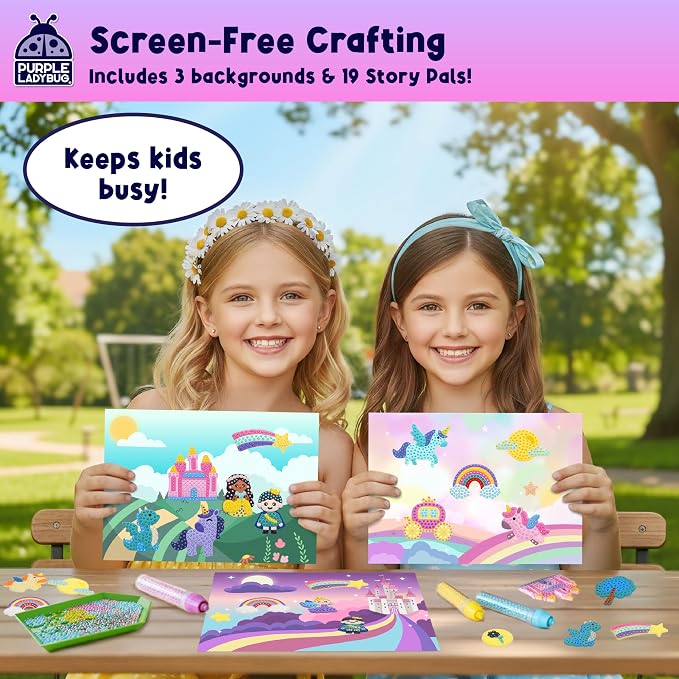 Unicorn Princess BeadStories - Magical Beads Painting Kit For Kids, Bead Mosaic Art Birthday Gift For Girls Ages 4 5 6 7 8-12 Years Old, Fun Craft Activity Kit, Summer Activities for Kids