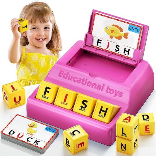 Montessori Matching Letter Game Toys for 3 4 5 Year Old Boy Girl Gifts Kids | Early Educational Learning Spelling Toys for Toddler, Preschool, Bigger Size, Storage Function, Christmas Birthday Gifts