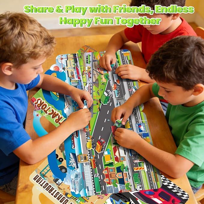 Elfew 6 Pack Car Sticker Books for Toddlers 2-4 3-5 | Over 190+ Stickers, 3D Reusable, Puffy Vehicle Stickers for Boys, Mess Free Activity Set, Road Trip Essentials Birthday Gift