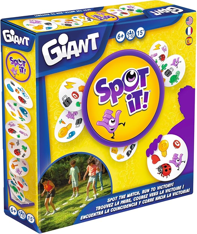 Asmodee Spot It! Giant Card Game | Oversized Matching with 4 Exclusive Mini-Games, Fast-Paced Family Game for Kids & Adults, Ages 6+, 2-12 Players, 15 Mins