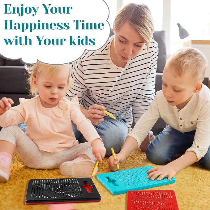 Yexiya 3 Pcs Magnetic Drawing Board for Kids, Toddler Travel Drawing Kit Magnet Sketch Thread Board with Stylus Pen and Beads Toy for Child Quiet Time Activities(Colorful,7 x 8.5 Inches)