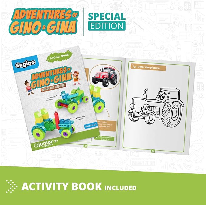 Engino: Qboidz Wildlife Rescue - Toy Vehicle Brick Building Set, 5 Bonus Models, Adventures Board Game, Story & Activity Books, STEM Play Kit, Kids 3+