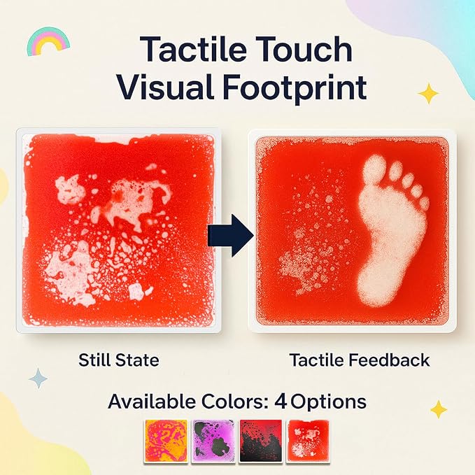 Sensory Floor Tiles for Kids: 12" Liquid Sensory Mats, 4 Pack | Dynamic Color Flow for Visual Tracking, Calm Corners, Autism Sensory Play, Classroom Activities, and Stepping Games