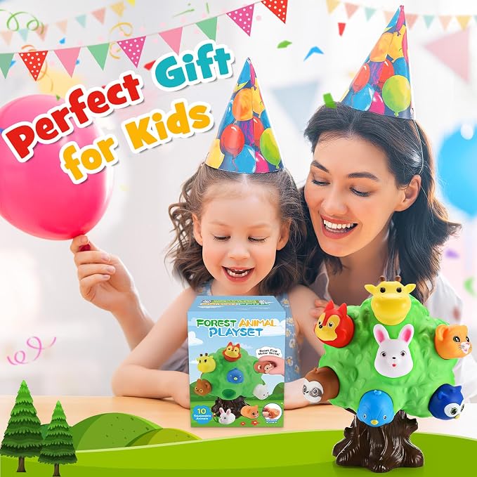 Gifts for 1-5 Year Old Boys, Toddler Toys Farm Animal Learning Toy for Toddlers 1-6 Forest Animal Playset Montessori Toys for 2-6 Girls Sensory Easter Birthday Gifts for Boys