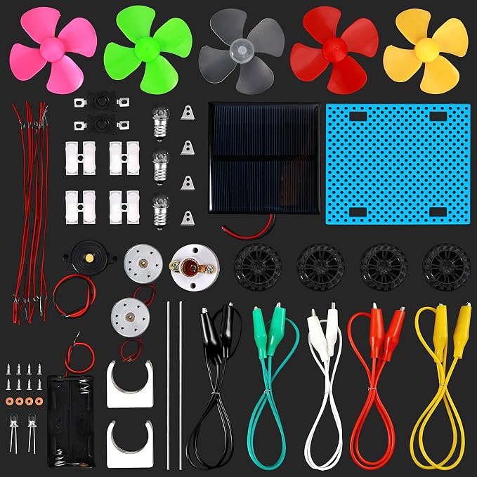 Sntieecr Electric Circuit Motor Kit with Solar Panel, Solar Motor Kit | for Kids Science Experiment Educational Montessori Learning Kits, DIY STEM Science Project for Boys and Girls